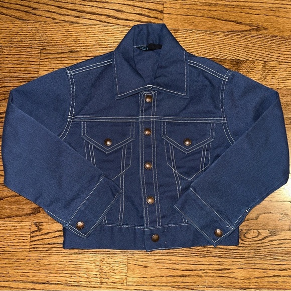 Vintage 70’s Kids Blue Denim Jacket with Back Star Design - Sears Size 8 - Picture 1 of 12